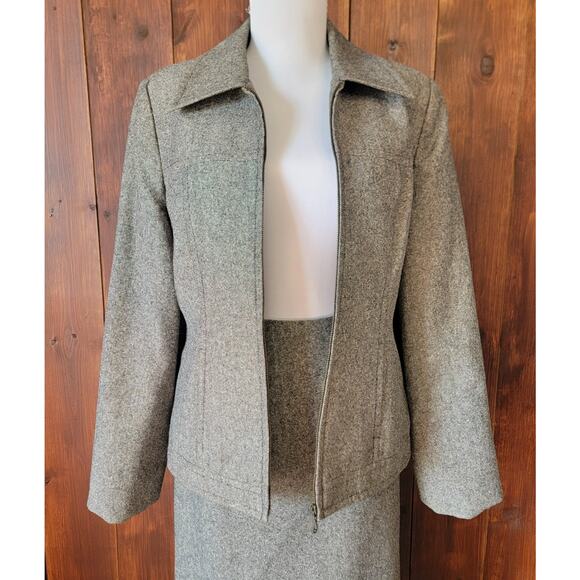 Vintage TRIBAL Women's 8 3-Piece Wool Tweed Suit Jacket Skirt Trousers Bulgaria